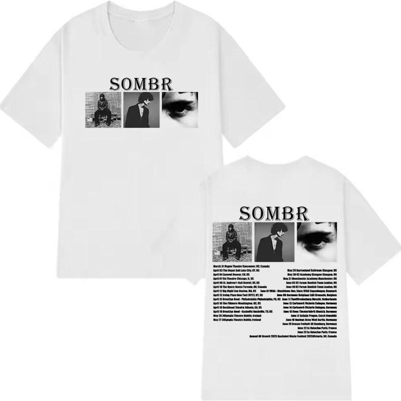 2026 Summer Fashion Trendy Tee Men Women Vintage Top Sombr Tour T-shirt Hip Hop Streetwear Oversized Tshirt Short Sleeve Casual Clothing