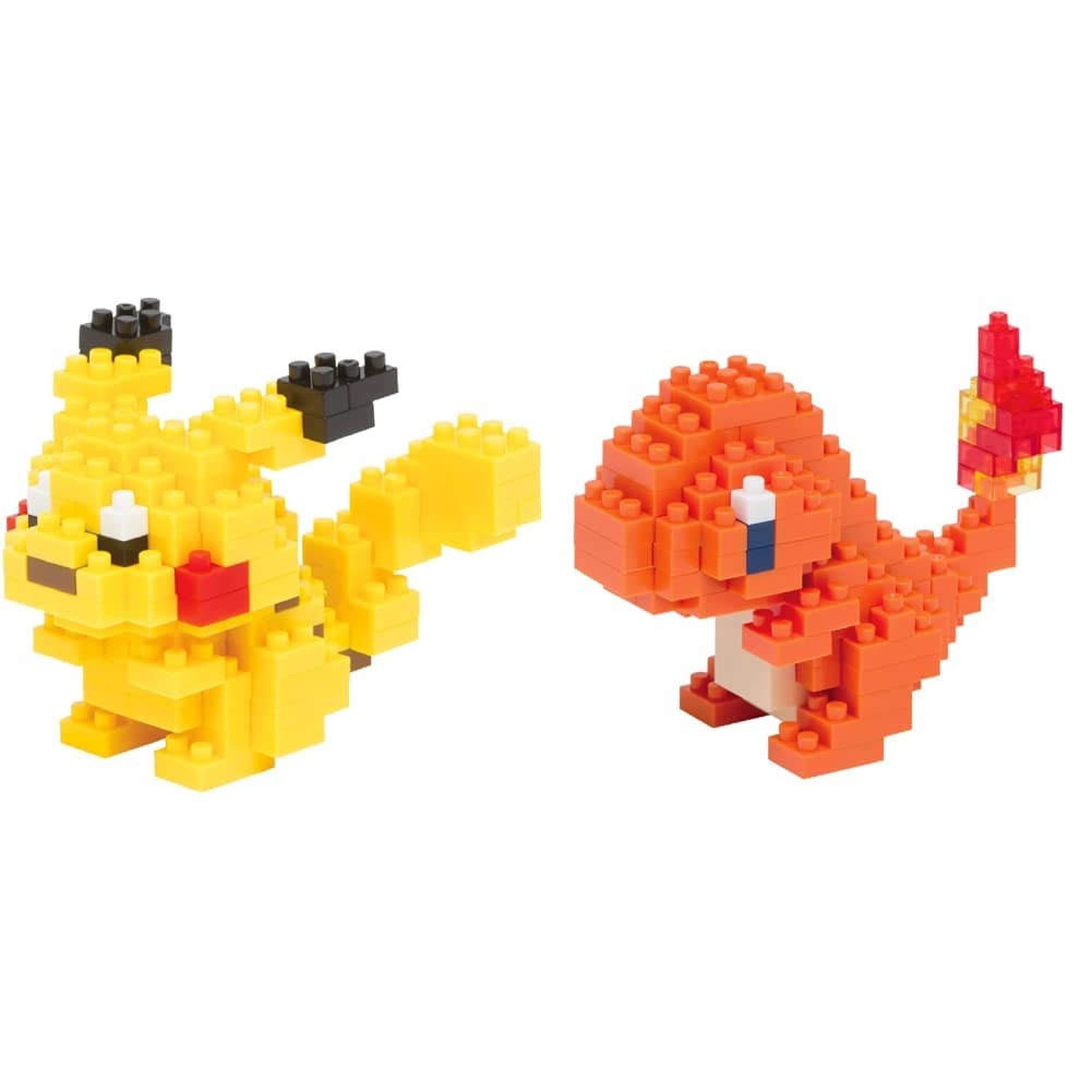 Kawada Pokemon Nanoblock Set Pocket Monster Pikachu NBPM-001 + Hitokage NBPM-002