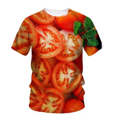 Camiseta Creativa de Tomate Impresa en 3D Para Hombres Camisetas con Patrón de Arte de Verduras Verano Sueltas Cuello Redondo Tops Manga Corta Camisetas de Mujer