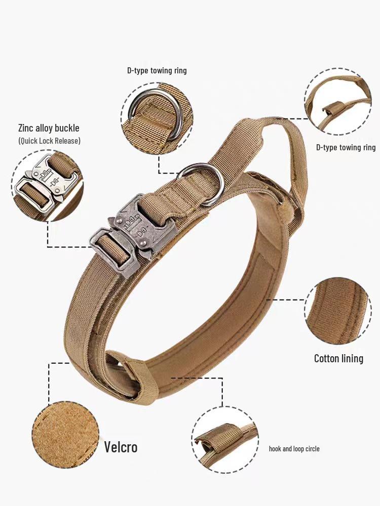 Adjustable Tactical Outdoor Dog Leash and Harness Set for Large Dogs