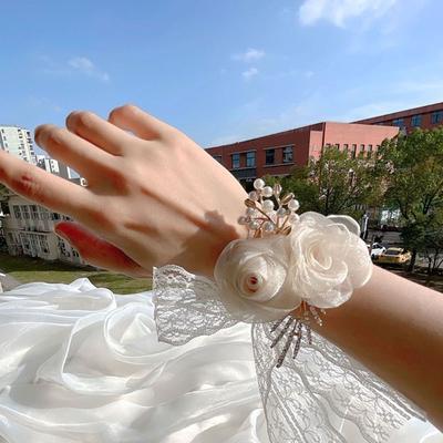 Exquisite Braut Handgelenkblume Brautjungfer Blumiges Handgelenkband Seidenband Armband Hochzeits-Handgelenkblume