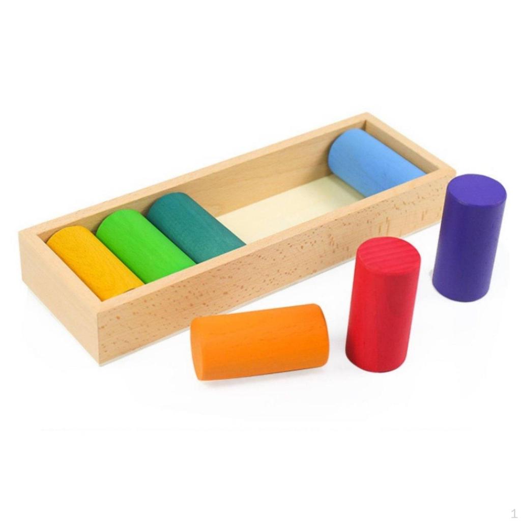 Rainbow Wooden Building Blocks Bright Luminous Hues Stacking Educational Geometric Shape