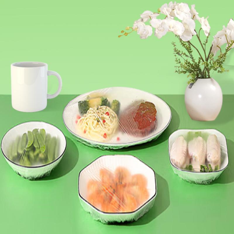 

100 шт. Одноразовая пищевая пленка Стрейч-пленка Пищевой пакет для хранения фруктов и овощей Эластичный пластиковый пакет Кухонный пакет для сохранения свежести 36CM прозрачный