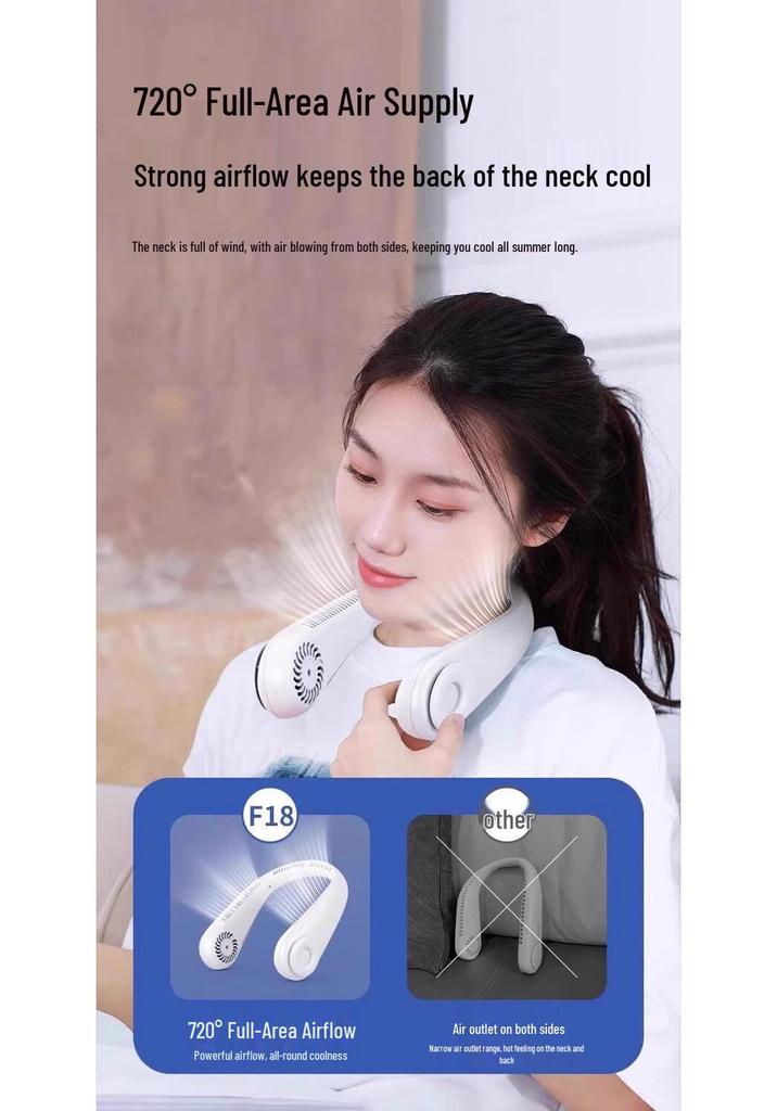 5-Speed Bladeless Neck-Hanging USB Rechargeable Mini Fan