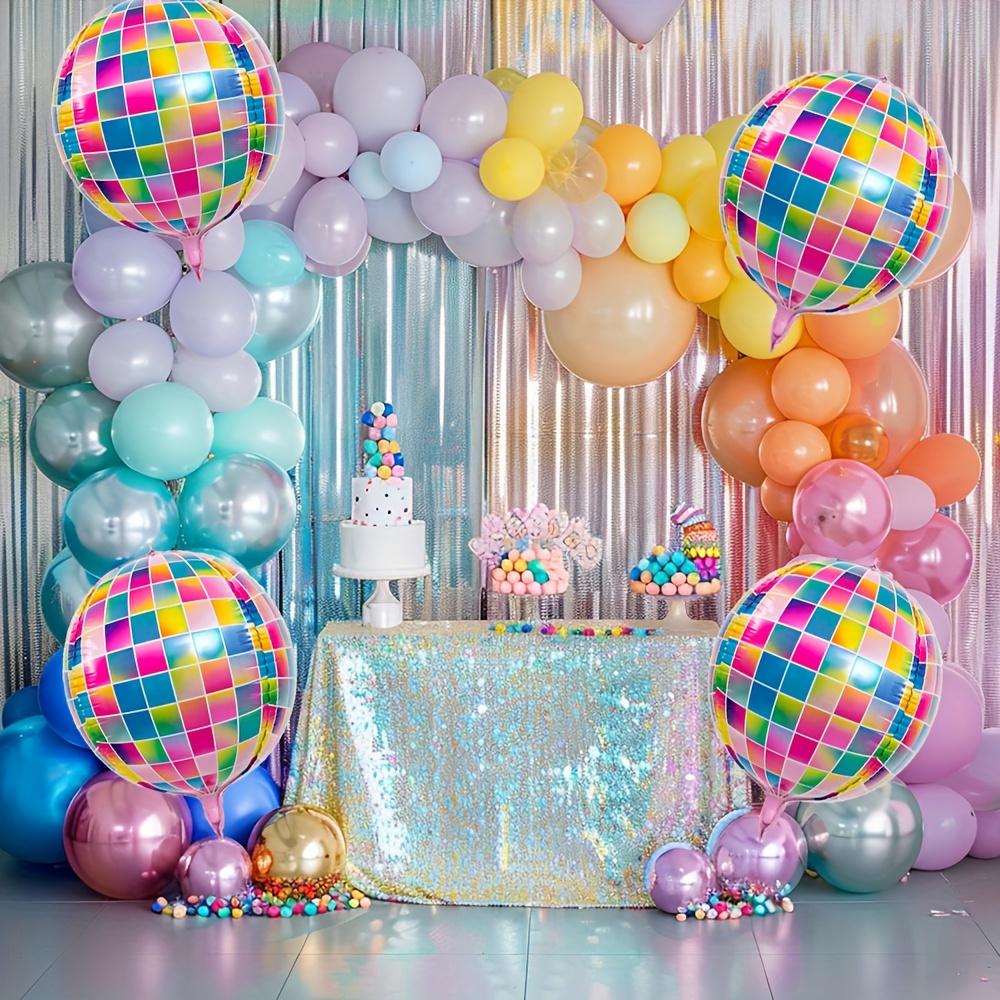 6-Pack Rainbow Disco Balloons, Disco Foil Balloons, Suitable for Birthday Parties, Disco-Themed Party Decorations