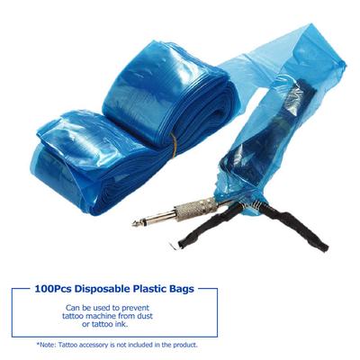 100 Stück Clip Cord Sleeves Taschen Einwegabdeckungen für Tätowiermaschine Kunststoff Blau