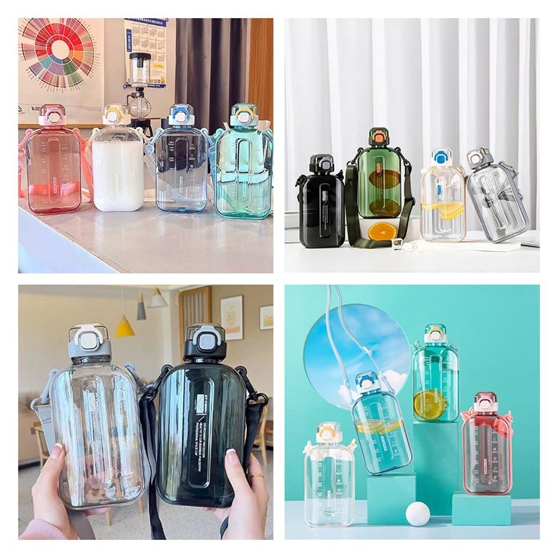 Flacher Typ Raumbecher mit Riemen Outdoor-Sport Wasserflasche für junge Erwachsene