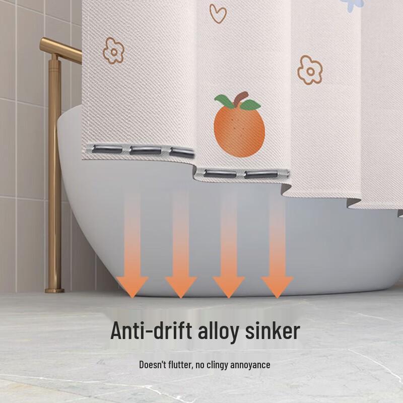 Fangk No-Punch Waterproof Shower Curtains & Telescopic Rods