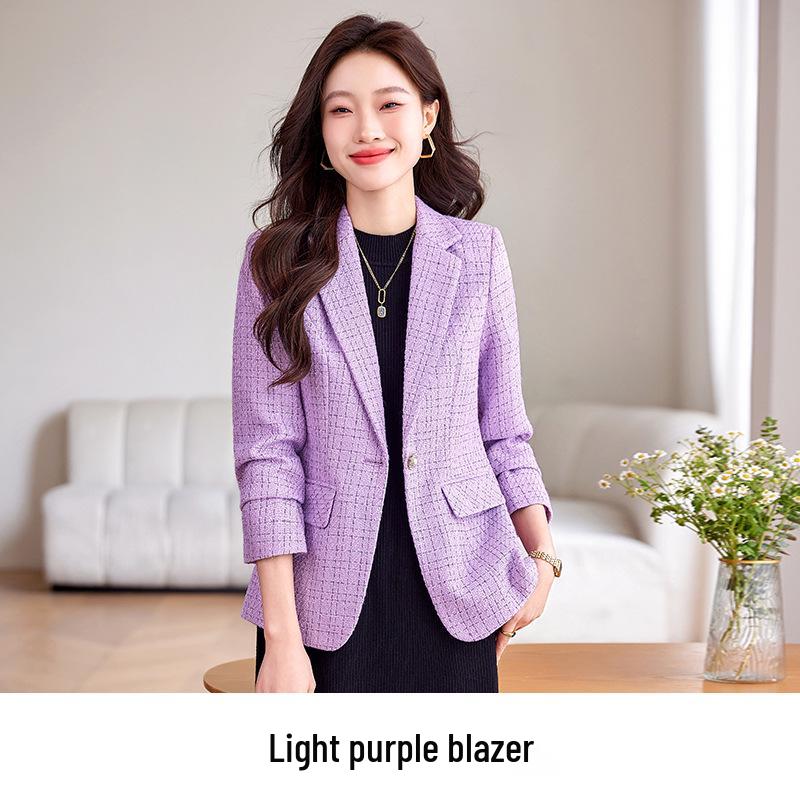 

Женский маленький фиолетовый шерстяной пиджак - Коллекция высокого класса весна/осень 2024 M