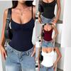 Canottiera da Donna Scollo a Barca Senza Maniche Spalline Sottili Vestibilità Aderente Streetwear Ruches sul Seno Camicia Sottoveste