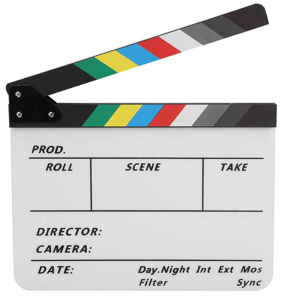 Acrylic Director Scene Clapperboard TV Movie Action Board Film Cut Prop with Pen (Color White)