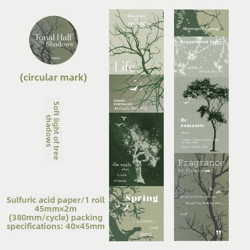 1 Roll of Tape Semi-Toned Shadows Series Retro-style White Ink Elements for Bullet Journals 2m&45mm