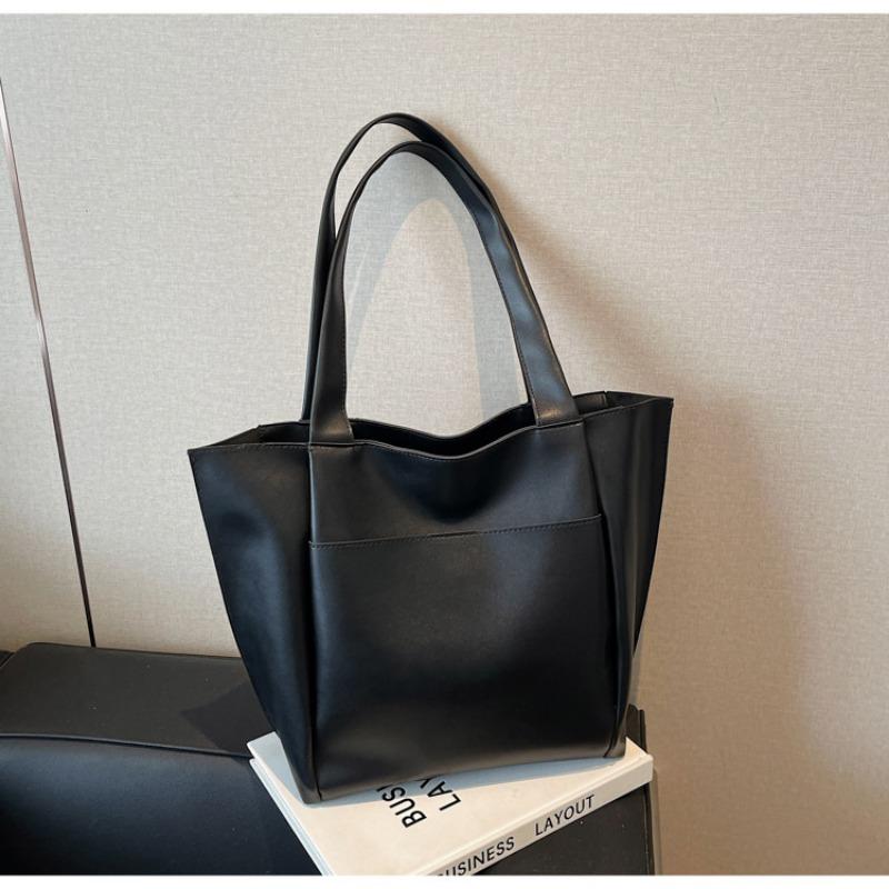 

Women s bag new bag women s shoulder bag temperament commuter bag soft leather fashion versatile portable tote bag чёрный