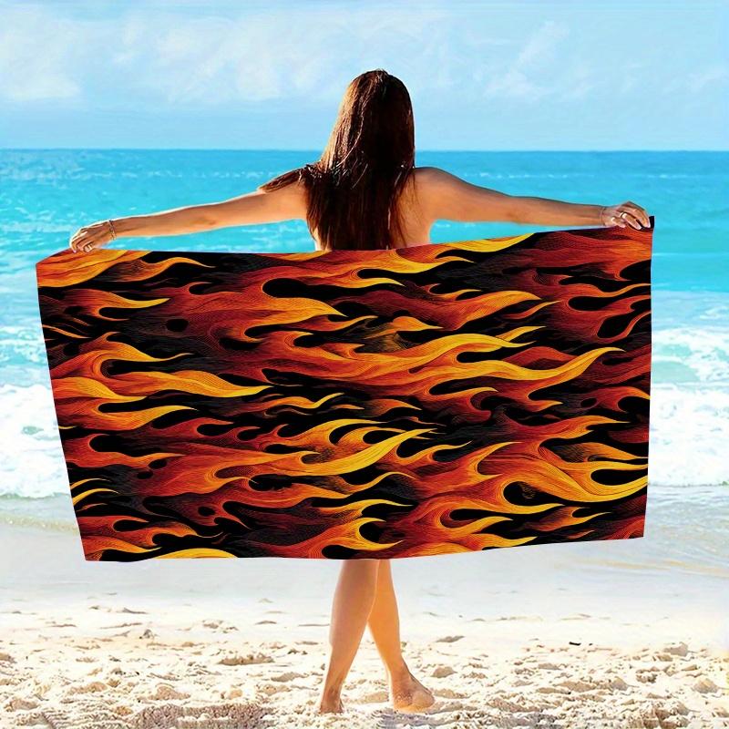 Intensiver Flammen-Print Strandtuch Heimdekoration Tropischer Sommer Outdoor Wasserdichte Picknickmatte Dekorative Strandtuch Deckenstoff