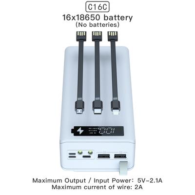 C16C 18650 DIY Power Bank Basis mit Typ C Micro USB Kabel Taschenlampe Schnelle Power Bank Fall 18650 Batterie Halter Lade Box Shell