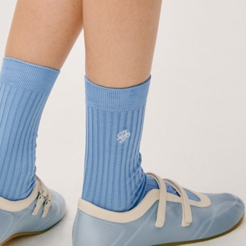 DEPOUND Mercerized Cotton Logo Socks - Blue