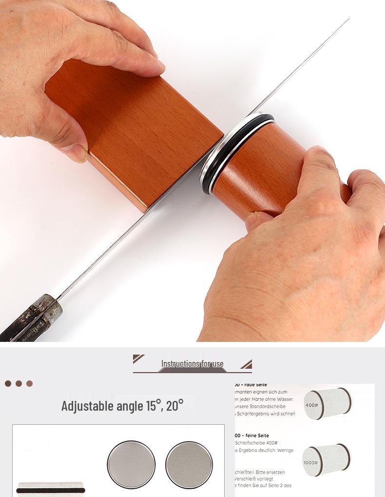 Multifunktionaler Schärfer für Rollmesser und Scheren aus Massivholz