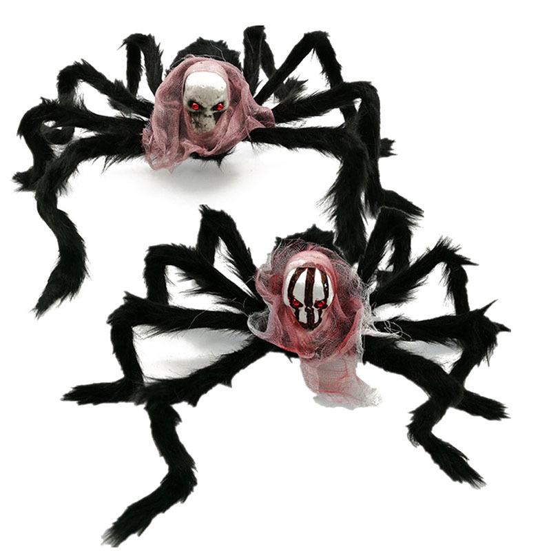 Halloween Decoration Skull Spider Props Funny Spoof Trick Trick Scary Plush Spider