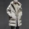 Men's High-End White Duck Down Long Hooded Winter Jacket - Thick and Warm