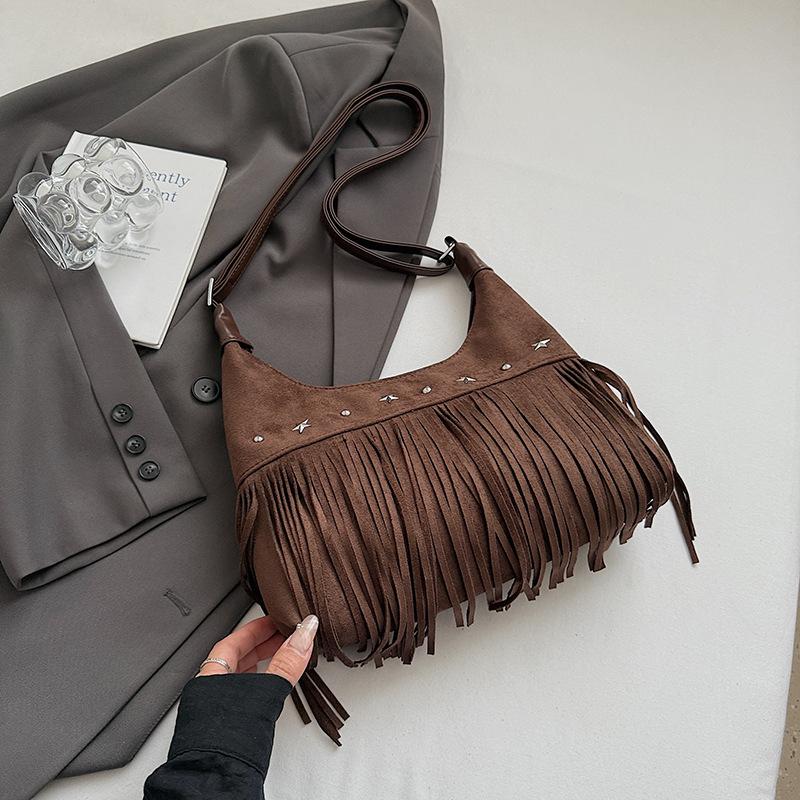 Fashion Trend Retro Fringed Bag Women's Autumn New Casual Shoulder Oblique Underarm Bag