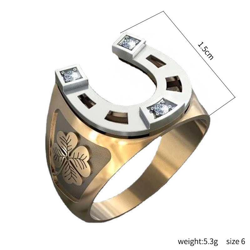 Jewelry Gold Two-Color U-Shaped Micro-Inlaid Zircon Petals Design Ring Jewelry Creative Ring Jewelry