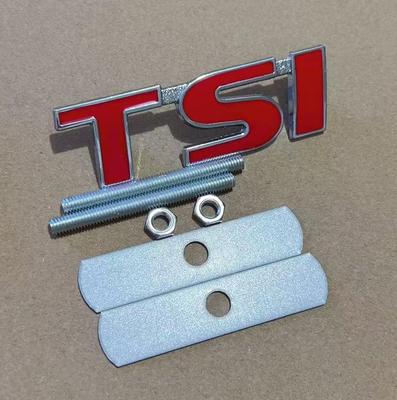 Jsqwt8 1X For TSI Chrome Red Logo 3D Car Styling Front Metal Grille Emblem Badge for T4 T5 Golf 4 5 6 7 Passat B6 Tiguan