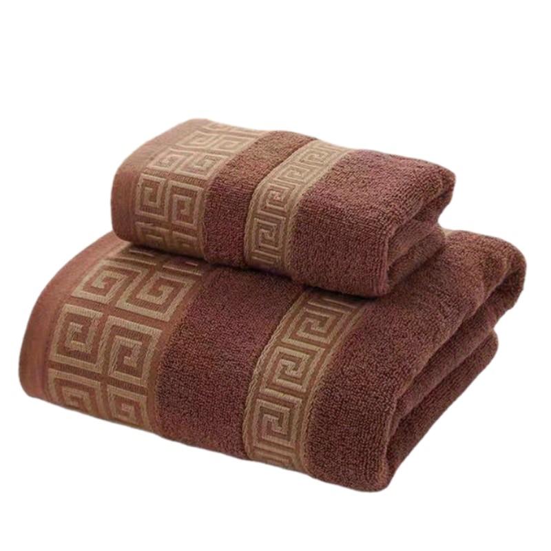 

МОДА Комплект из 2 хлопковых полотенец 1 полотенце для рук 34x74 см и 1 большое банное полотенце 70x140 см синее, белое, коричневое подарочное полотенце с геометрической вышивкой 33x74cm and 70x140cm