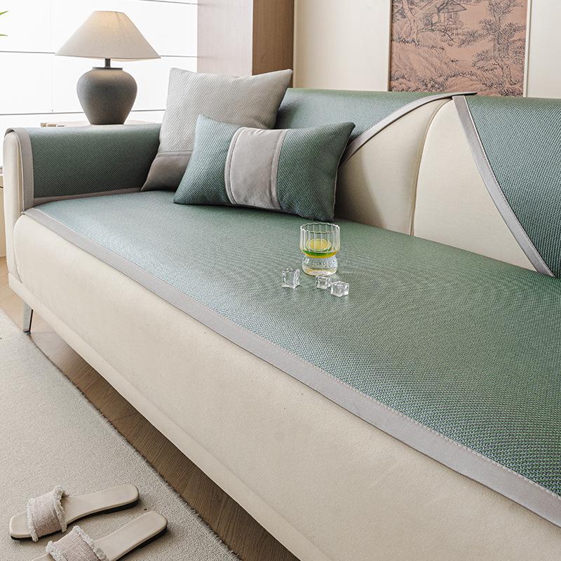 Summer Light Luxury Ice Rattan Mat Sofa Cushion, Summer Ice Silk Sofa Cover  New Non-Slip Cover Cloth Mat Cushion