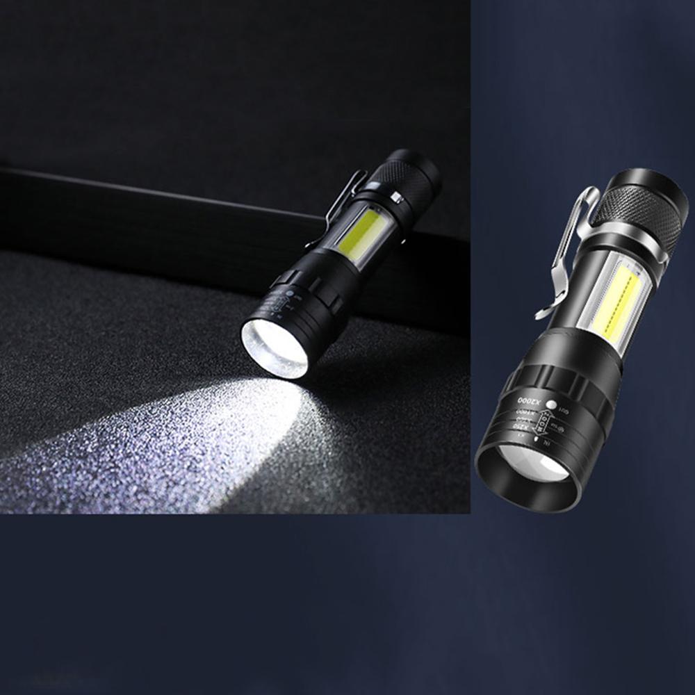 Portable Zoom LED Strong Light Rechargeable Flashlight 3 Lighting Modes Camping Light Mini Torch Outdoor Household  Waterproof