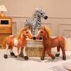 Cute Simulation Brown Pony Doll Plush Toy Zebra Foal Doll Children Companionship Soothing Rag Doll