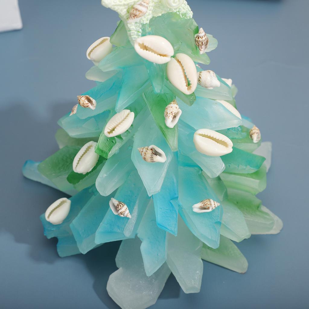 Resin Christmas Tree Ornament Ocean Theme DIY Stylish Christmas Tree Decoration for Window Tabletop