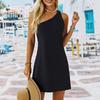Women's Fashion Color Sexy Bareback Single Shoulder Strap Beach Resort Hot Girl Dress
