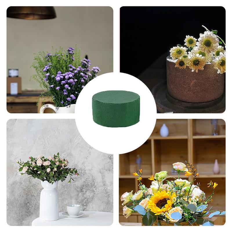 6pcs Round Floral Foam Blocks Green Styrofoam Bricks Mud Artificial Flower Holder Wedding Garden Plant Flower Wet Foam Block