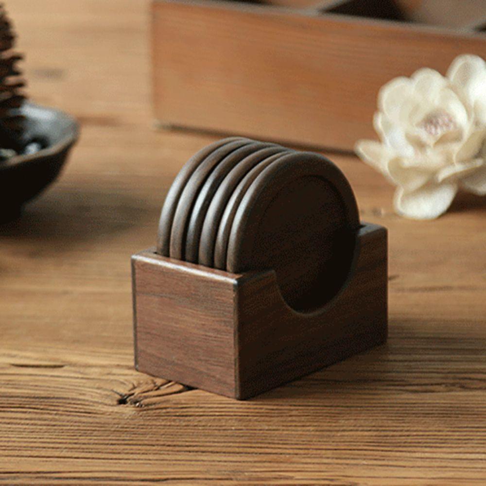 6pcs/set Japanese Style Teacup Mat Non-slip Insulated Placemat Durable Wood Coaster Dish