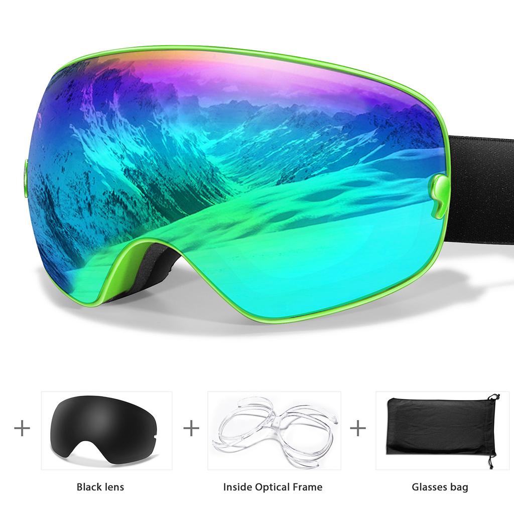 Men Women Outdoor Sports Ski Goggles Anti-fog Snowboarding Snowmobile Glasses UV400 Charngeable Lens Teen Charistmas Cycling