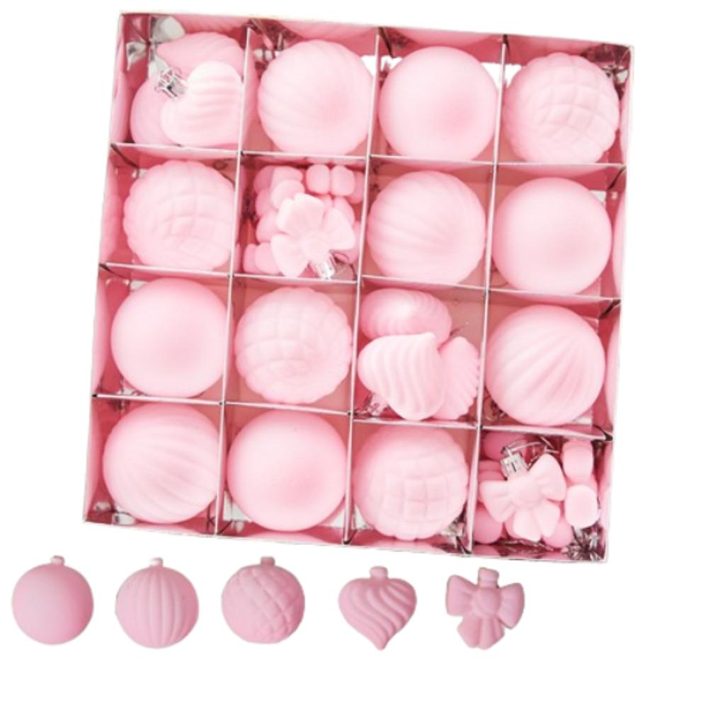 

Пластиковый флокированный рождественский шар-подвеска, многоразовые украшения для рождественской елки, новогодний подарок розовый