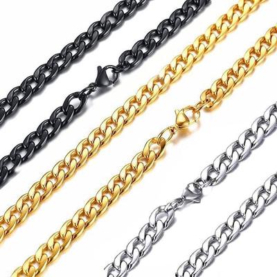 18k Gold Plated Stainless Steel Necklace with Black Titanium Chain