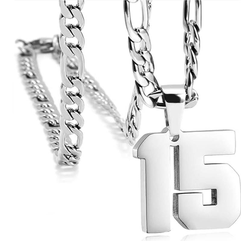 Men's Athlete Stainless Steel Sports Digital Necklace Baseball/Basketball/Soccer Team Inspiration Jewelry Spot