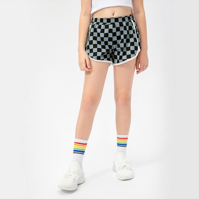 Girls' Checkered Quick-Dry Athletic Shorts