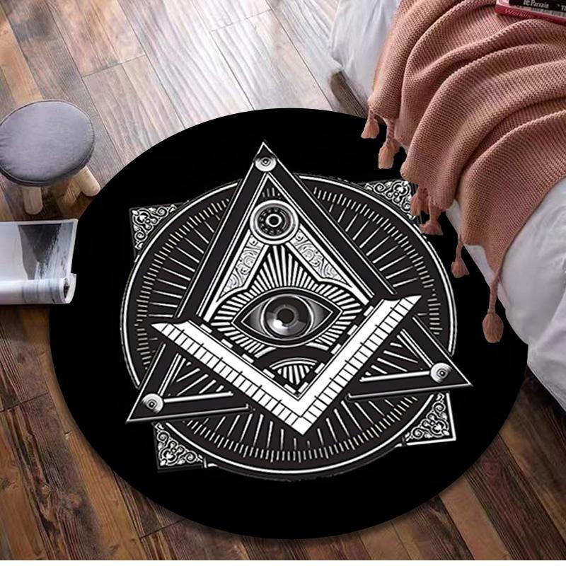 Freemasonry 3 Circular Rug - Office Decorative Carpet For Living Room Bedroom Door Mat Floor Rug Computer Chair Area Rug