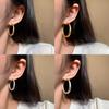 S Sterling Silver Needle Matte Plain Ring Large Earrings Female Classic Internet Celebrity Same Earrings Popular Earrings