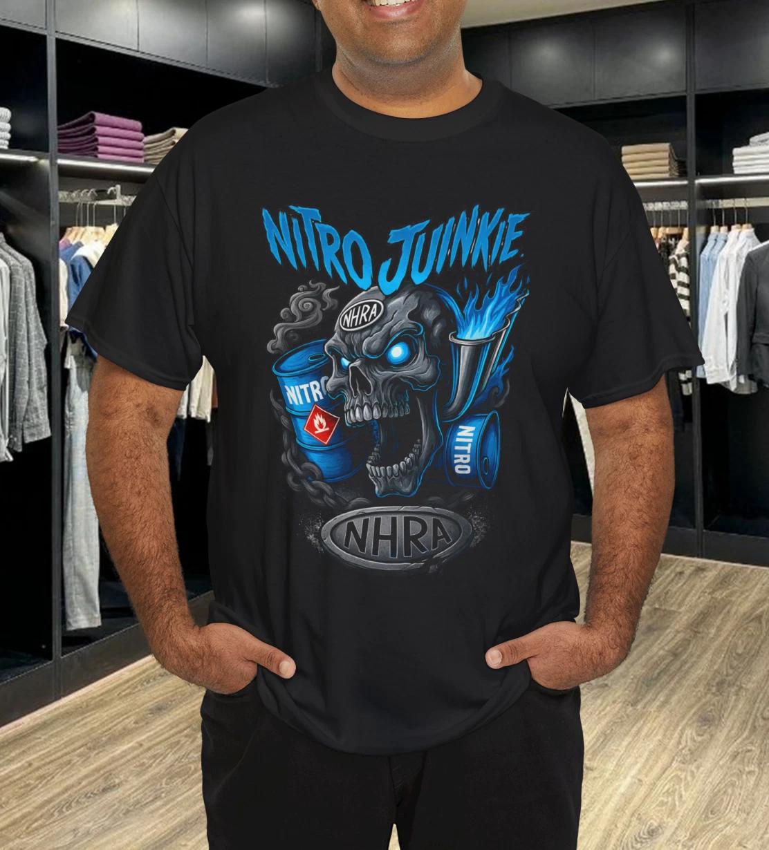 Men s and Women s T-shirts NHRA Nitro Junkie T-Shirt Mens Championship Drag Racing Skull L