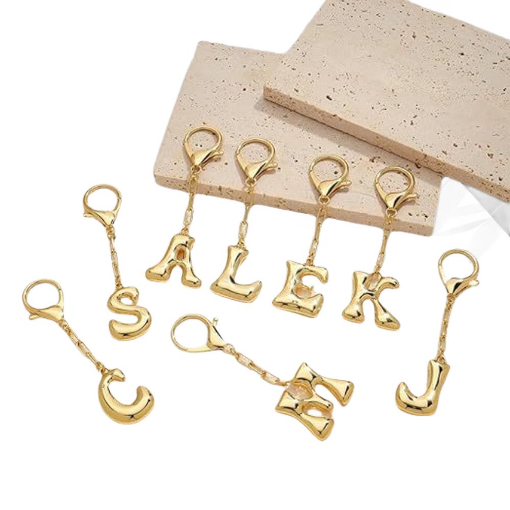 26 Alphabet Keychain: 18K Gold-Plated Pendant - Elegant Niche Design