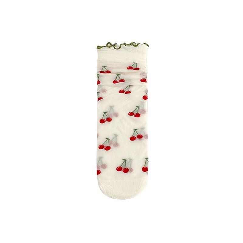

Dopamine JK Kawaii Ruffled Cute Silk Socks Women Summer Thin Breathable Transparent Socks