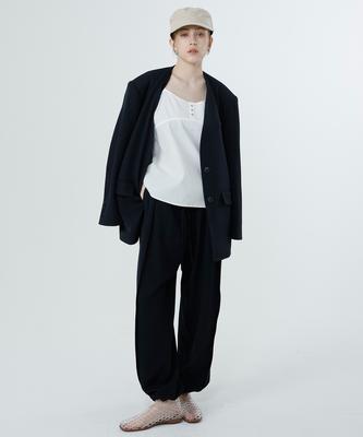 Loventina Collarless Tailored Jacket_Navy