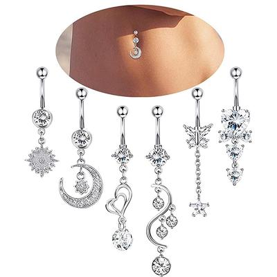 14G טבעת טבור מוט עם תליון פירסינג גוף טבעות לטבור