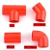 20mm~50mm Red PVC Pipe Fitting Connectors Garden Irrigation 90° Elbow Direct Tee Joint Aquarium Pipeline Water Delivery Joint