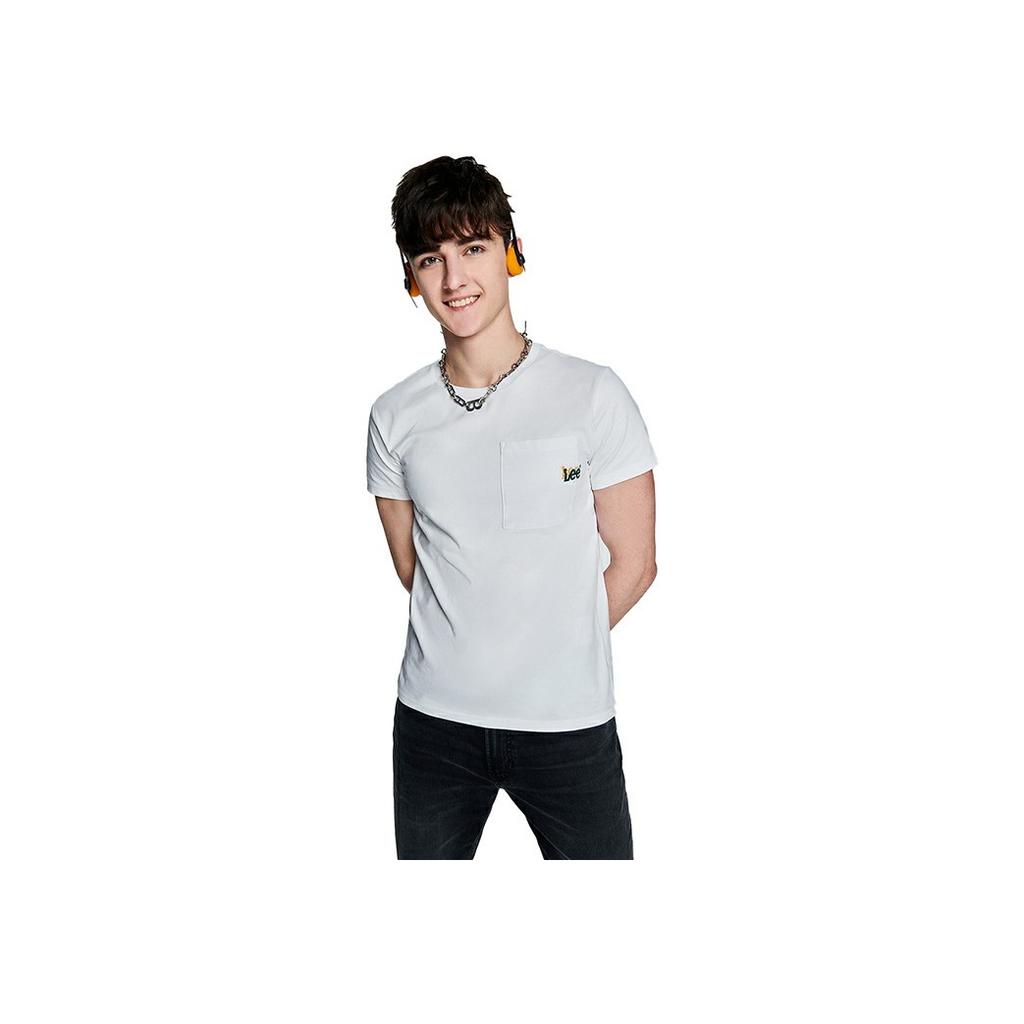Lee SS23 Solid Slim Fit Pocket Crew Neck T-Shirt Men tops White LMT0045313RX00FK14000