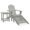 vidaXL Adirondack Garden Chair with Footrest & Table Fir Wood Grey