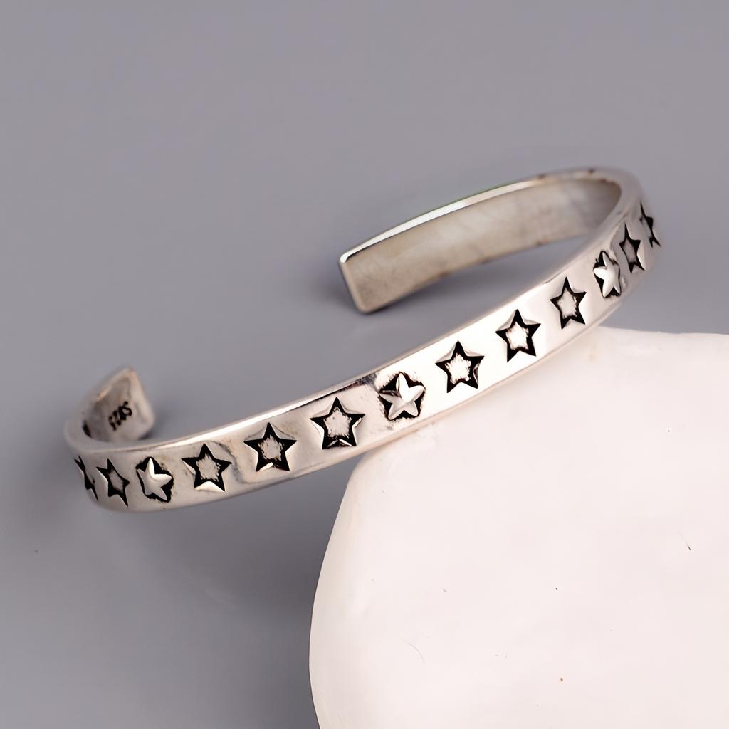 PANJBJ 925 Sterling Silver Feather Adjustable Couple Bangle Gothic Punk Design Women Jewelry Gift Lucky Bracelet Dropshipping
